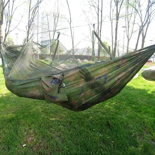 Fashion Handy Hammock Single Person Portable Parachute Fabric Mosquito Net Hammock For Indoor Outdoor Camping Gift Pack