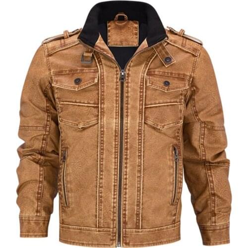 New Tactical Leather Jacket Men Fashion Motorcycle Leather Jacket Stand Collar Bomber Mens PU Leather Coat 5XL