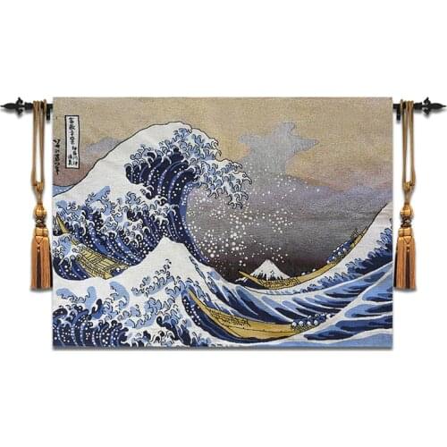 65*95cm Hokusais The Great Wave wall hanging tapestry Home Cotton deco textile fabric Tapiz Gobelin Tapisserie Arazzo medievale