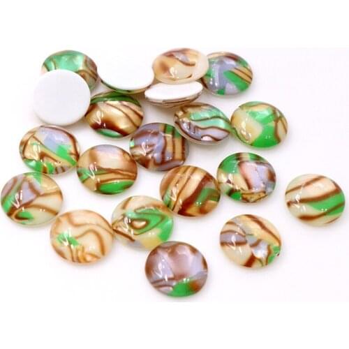 New Fashion 40pcs 12mm Paddy Colors Artificial shells Flat back Resin Cabochons Cameo H1-30