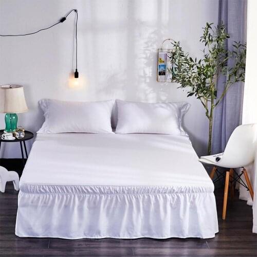Simple Solid Color Elastic Trimmed Ruffle Bed Skirt polyester fiber Bed Skirt