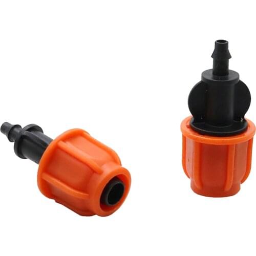 3/8 Inch to 1/4 Inch Barbed Straight Connector with Lock Nut Water Hose Garden Drip Irrigation Reducer Straight Connector 5 Pcs