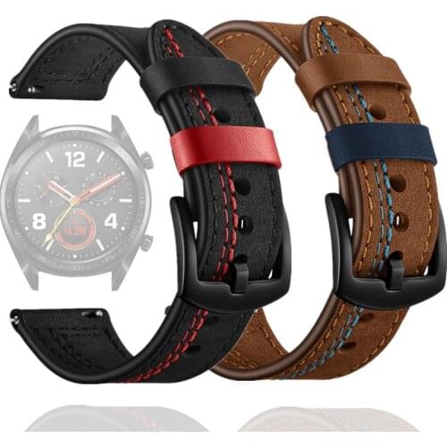 Genuine Leather Strap 22mm 20mm for Huawei Watch GT 2 Strap Wrist Band for Samsung Galaxy Watch 46mm 42mm for Smart Watch