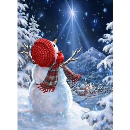 Christmas Snowman DIY Embroidery Cross Stitch 11CT Kits Needlework Craft Set Printed Canvas Cotton Thread Home Design