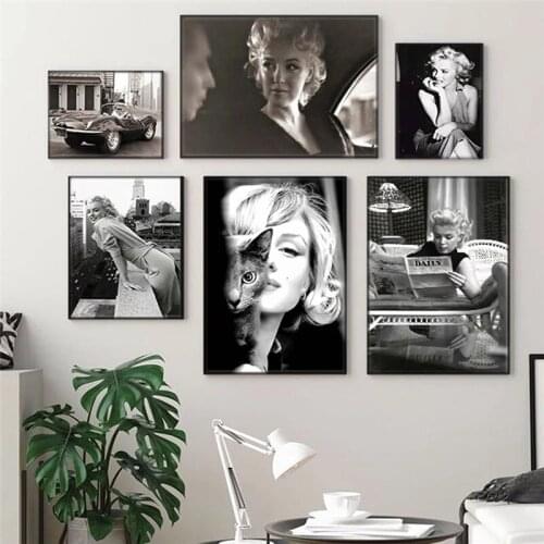 Self-adhesive Wall Sticker Marilyn Monroe Pictures Living Room Decoration Poster Print Wall Art Painting Home Decor Wallpapers
