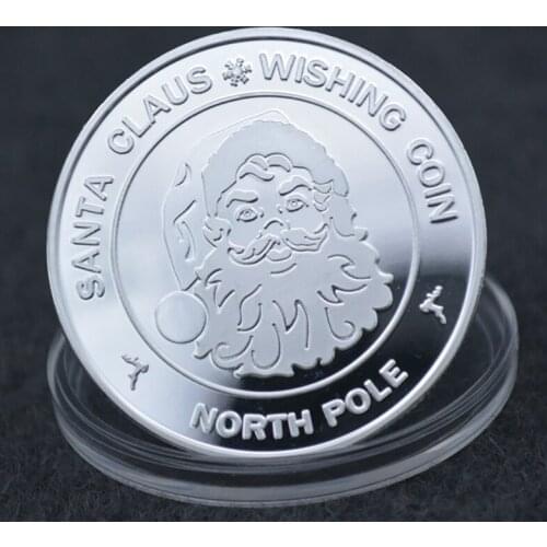 Merry Christmas Santa Claus Wishing Silver Coins Snow Scene Commemorative Souvenirs New Year Gifts Holidays Collection