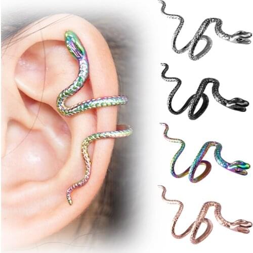 1PC Snake Earing Clip Without Piercing Punk Non Pierced Clip Earrings Ear Cuffs for Women Men Black Fake Piercing Jewelry Unisex