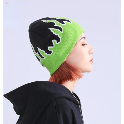 Unisex Flame Beanies Hats For Women and Men Warm Knitted Hip Hop Beanie Caps Autumn Winter Casual Fashion Streetwear