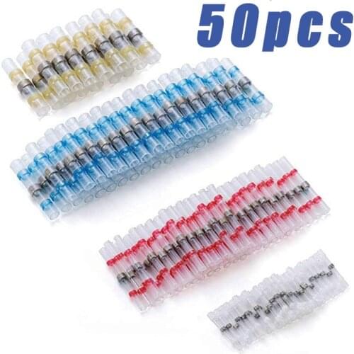 10/20/50PCS Waterproof Solder Seal Sleeve Splice Terminals Heat Shrink Electrical Wire Connector Butt Connectors Kit Assortment