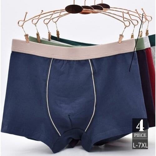 4 pieces Large loose L-7XL Mens cotton boxer shorts underwear sexy men middle waist Underpants Breathable comfort Panties