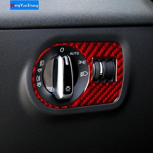 Carbon Fiber Car Headlight Switch Trims Decorative Cover Stickers For Audi TT 8n MK123 TTRS Auto Interior Accessories