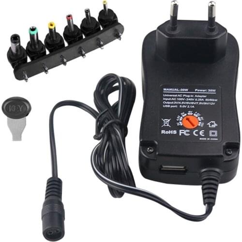 USB DC3-12V 30W US/EU/UK Adjustable AC Multi-function Power Supply USB Adapter