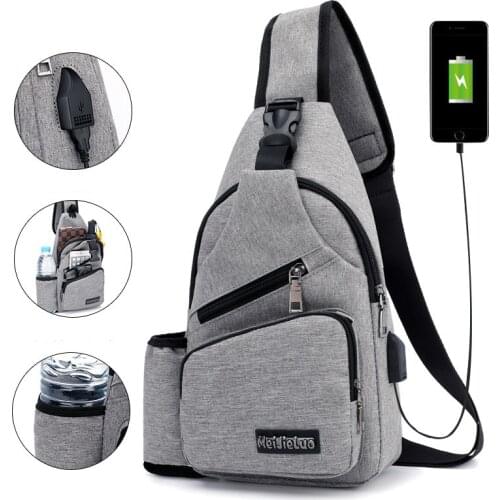 Large Capacity Chest Bag Casual Crossbody Bag Mens Travel USB Charging Anti Theft Chest Packs Sling Messenger Shoulder Bag