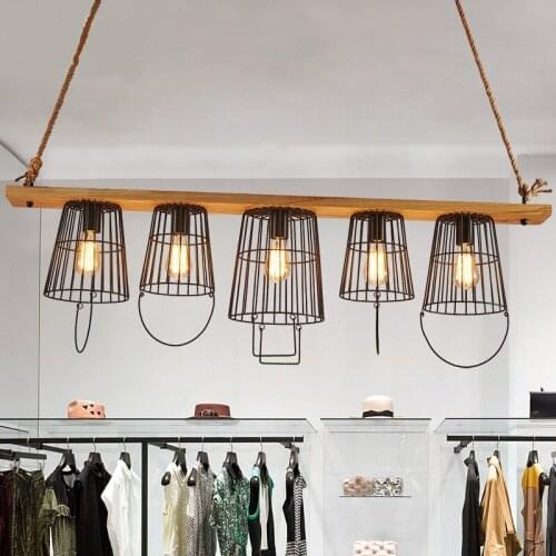 The former iron bucket pendant light personality Creative Pastoral leisure bar Cafe Restaurant living room pendant lamp ya72834