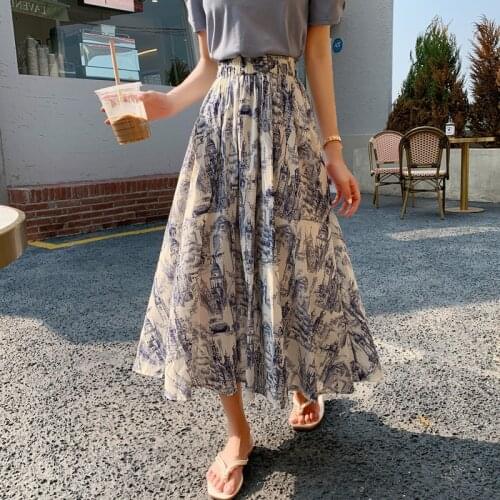 2021 Summer New Chinese Style Retro Skirt Loose Thin Casual Loose Simple Temperament Women A-line Long Skirt Tide Free Shipping