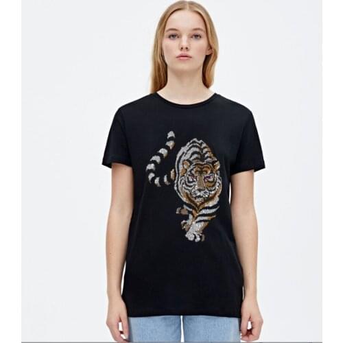 Loose T Shirt Women Short Sleeve 2020 Fashion Summer Hi-Street Oversized Hip Hop Tshirt Cotton Tee Shirts Diamonds