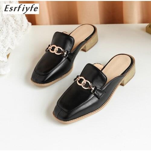 ESRFIYFE 2021 New Square Toe Womens Slippers Ladies Sandals Outdoor Thick Heel Slides Woman Plus Size 14 Summer Beach Shoes