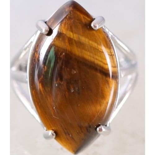 Finger Ring For Woman Natural Stone Gem Olive Beaded Ring Gold Tiger Eye Resizable Ring Jewelry Gift 1Pcs Z352