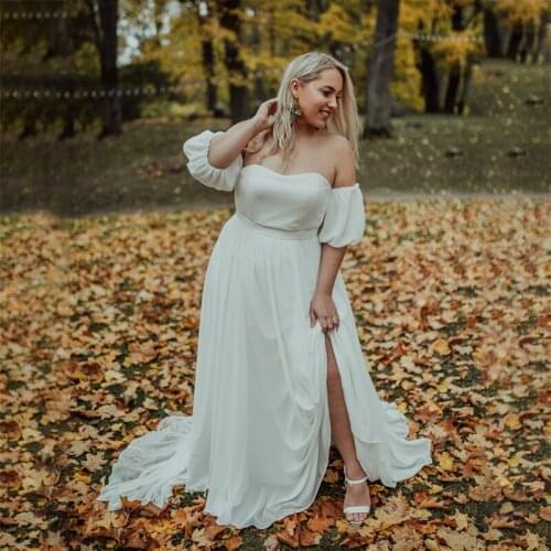 2021 Simple Design Hippie Beach Boho Wedding Dress Sweetheart Removable Sleeve A Line Floor Length Chiffon Bridal Dresses