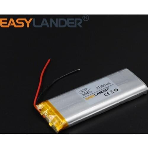 8x34x80mm 3.7V 2840mAh Rechargeable li Polymer Li-ion Battery For bluetooth headset GPS PSP PDA MP3 MP4 speaker 803480 083480