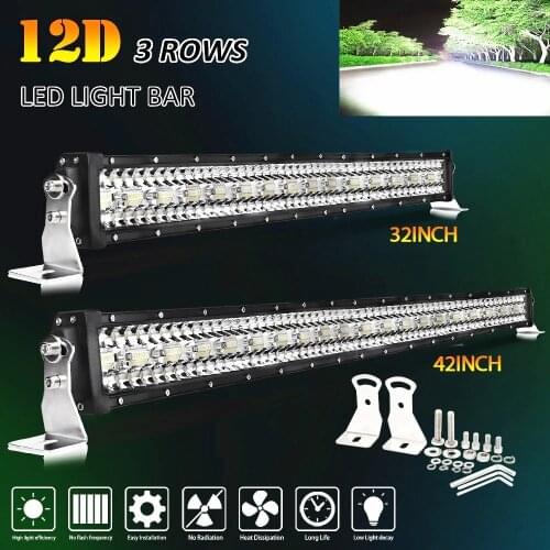 CO LIGHT 3-Rows LED Bar 12D 22 32 42 50 52 inch LED Light Bar Combo for Lada Driving Offroad Boat Tractors Truck 4x4 SUV 12V 24V