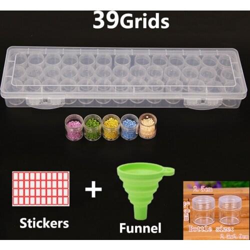 39 Bottles with Diamond Painting Tools Accessories Storage Box Beads Container Embroidery Stone Mosaic Convenience Box Funnel