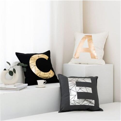 45x45cm Gilded letters Sofa Pillowcase Pink Cushion Cover Throw Pillow Case Home Sofa Bed Chair Decoration 17.72x 17.72inch