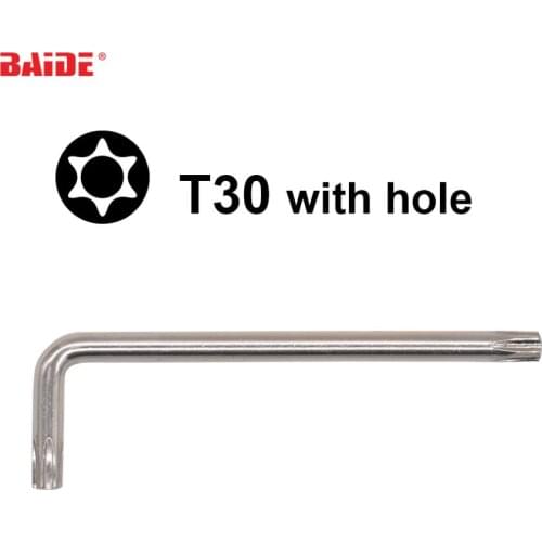 5.5*28*90mm Torx T30 L Key Screwdriver With Hole CR-V Steel Safety Screw driver Spanner Professional Repair Tools 400pcs/lot