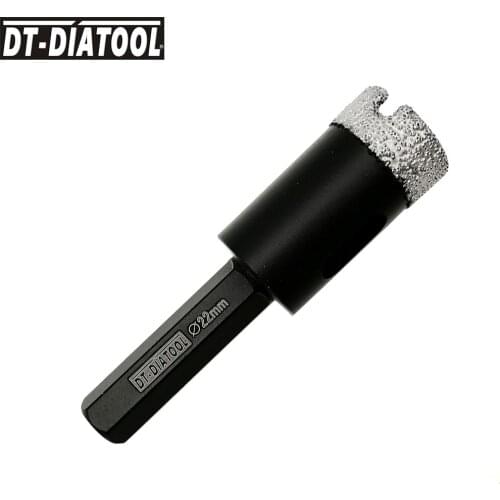 DT-DIATOOL 1piece Dia 22mm Hexagon shank Vacuum Brazed Diamond Hole Saw Drill Core Bits Ceramic Tile Dry Core Drilling Bits