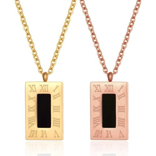 Lucky Roman Digital Pendant Necklace Stainless Steel Clavicle Extension Chain Fashion Wild OL Gold Rose Gold Women Jewelry