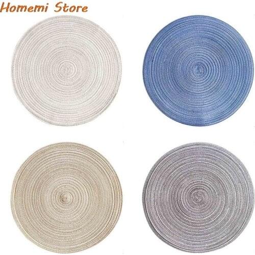 Round Placemat Woven Placemat Pad Heat Resistant Bowls Coffee Cups Coaster Tableware Mat Home Decoration Kitchen Tool