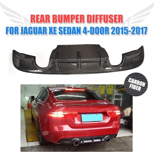 Carbon Fiber Rear Bumper Diffuser Chin Lip Spoiler for Jaguar XE Sedan 4-Door 2015 2016 2017 Dual Exhaust One Outlet
