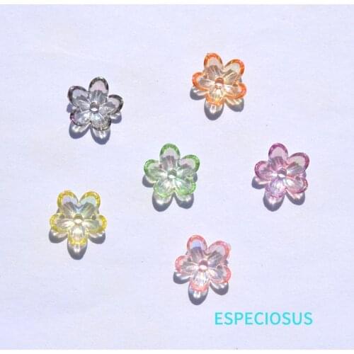 DIY jewelry Accessories Acrylic Beads 12MM Plated Flower Spacer Mix Color Transparent Floral receptacle Earring Make Departments