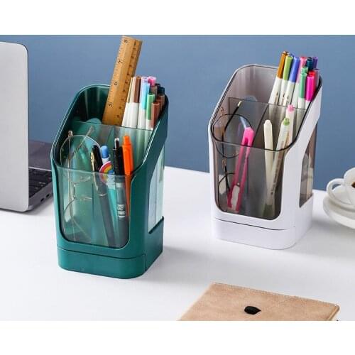 Elegant Pen Holder Desk Accessories Pencil Storage Box Makeup Brush Desktop Organizer Stand Case School Office Stationery Gift