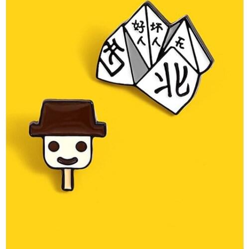 Baby head ice cream Enamel Brooch all directions good/bad person Origami Lapel Pin Childhood paper folding game Badge kids Gifts