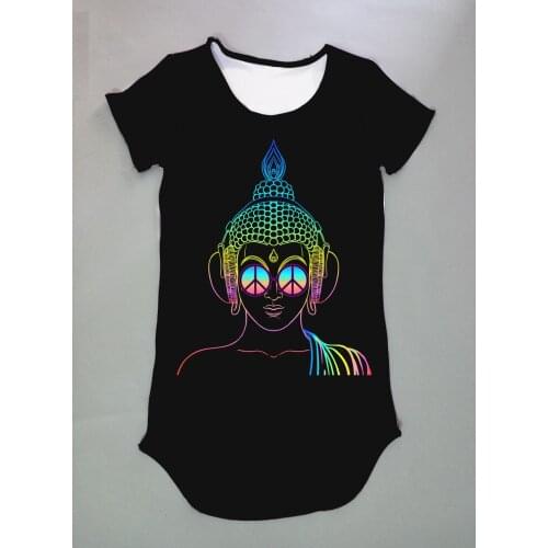 Custom made - Create your own designs Peace Love Buddha 3D sublimation print milk silk short sleeves Dress