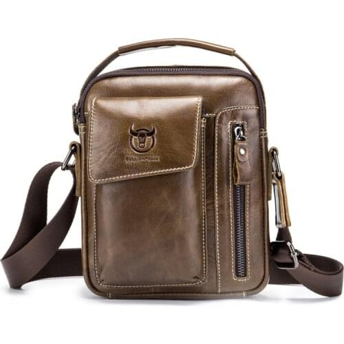 Famous brand design mens totes handbag the first layer of leather shoulder bag genuine leather cross section ipad male bag