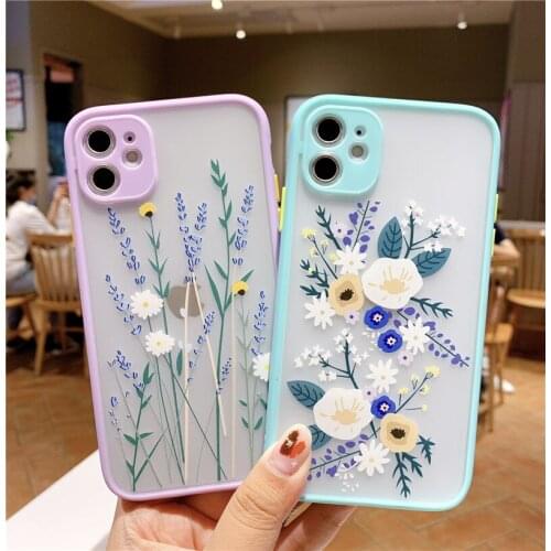 JAMULAR Fashion Cute Flower Phone Case For iPhone 11 Pro 7 XS MAX X SE 2020 XR 8 Plus Back Cover Luxury Color Thick Border Coque