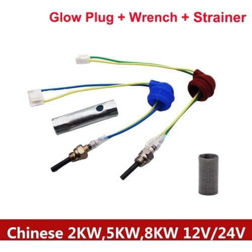 12V 24V 2KW 5KW 8KW Chinese Heater Parts Accessories Glow Plug Ceramic Pin + Burner Filter + Wrench