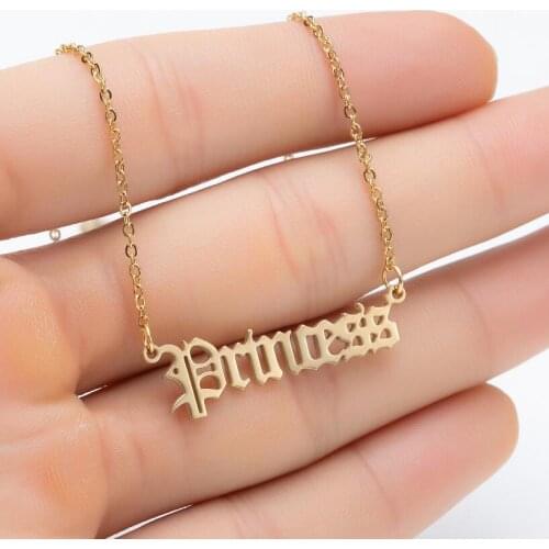 Angel Choker Baby Charm Necklace For Girl Prince Princess Pendant Necklaces Stainless Steel Jewelry Letter Babygirl Collar Gift