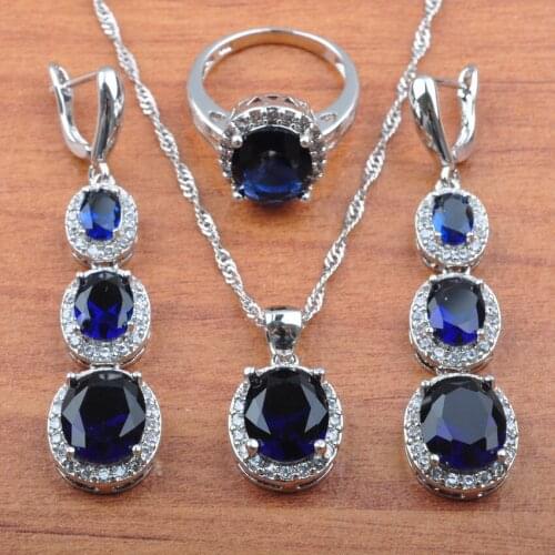 For Women Cubic Zircon Jewelry Set Long Dangle Drop Earrings Necklace Pendant Ring Dubai Wedding Jewelry 2020 New JS0119