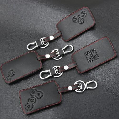 Leather Car Key Cover Car Style Cover Case For Renault Kadjar Clio Megane 2 3 4 Koleos Logan Scenic Card Case Keychain Key cases