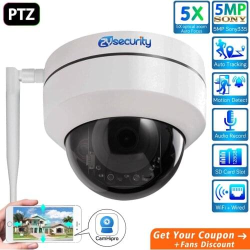 5MP Sony335 WiFi Dome PTZ Camera Outdoor 5X Optical Zoom H.265 Onvif Audio Metal Speed Dome IP Camera Network Video Surveillance