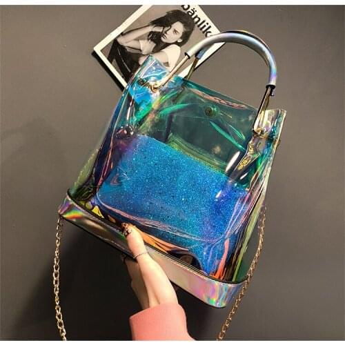 Laser Crossbody Bag For Women Candy Color Letter Fashion Wild Mini Shoulder Messenger Bag PVC Jelly Small Tote Bag 2020