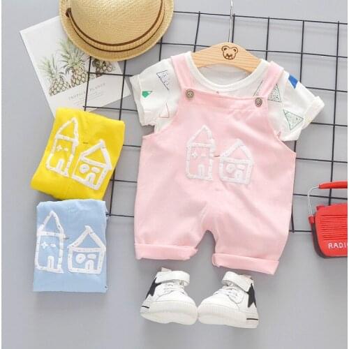 Summer Toddler House Pattern Casual Clothing Kids T Shirt Shorts Children Cotton Clothes New Fashion Baby Boys Girls Tracksuits