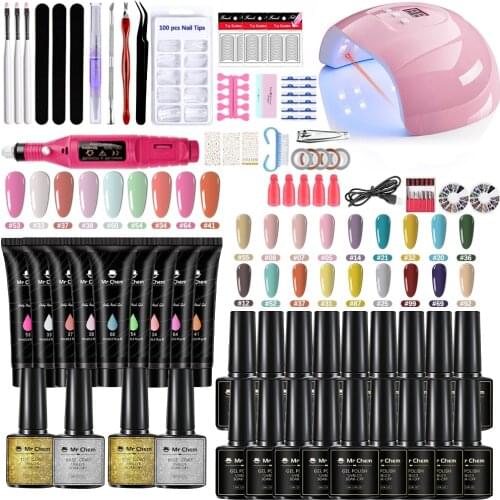 Mr Chem Manicure Set 18/12/10 Colors Nail Salon Electric Nail Drill Machine 36W UV LED Lamp Dryer Nails Art Decoration Tool uñas