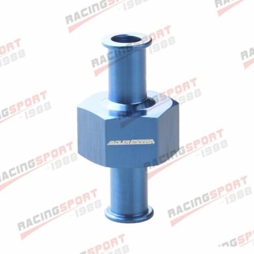 10mm 3/8" Billet Fuel Pressure Gauge Inline Barb Adapter With 1/8" Port Blue