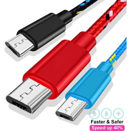 Micro USB Cable 1m 2m 3m Nylon Braided Fast Charging Cable For Samsung Huawei Xiaomi Android Mobile Phone USB Charger Cord