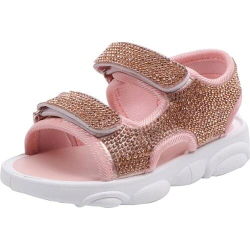 Fashion Rhinestones Children Summer Big Kids Beach Shoe 2020 New Baby Little Girl Student Sandal 1 2 3 4 5 6 7 8 9 10 11 12 Year