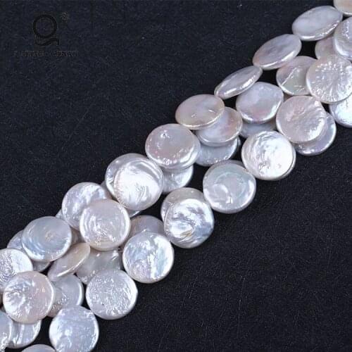Wholesale 12-20mm White Coin Shape AA Natural Freshwater Loose Pearl